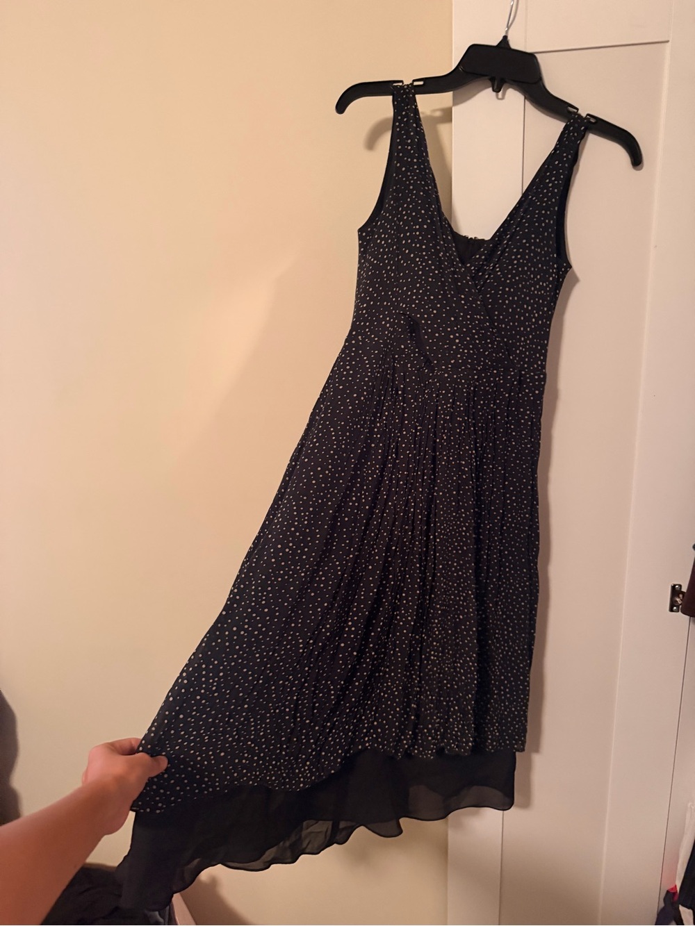 Talbots Black Polka Dot Sleeveless V-Neck Dress